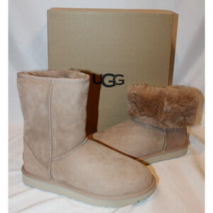 NIB Women's Shoes UGG CLASSIC SHORT II Mid-Calf Sheepskin Boots‎ Beachwood Tan